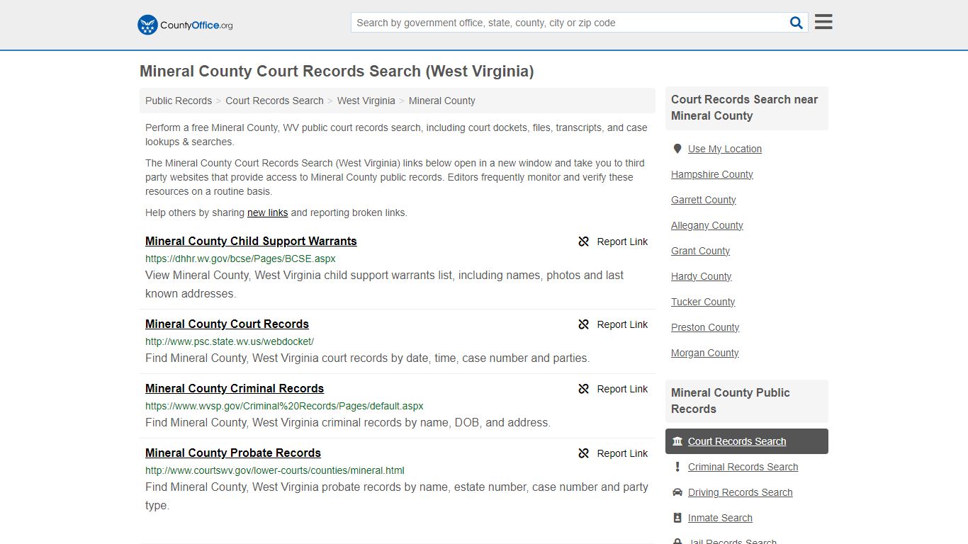 Mineral County Court Records Search (West Virginia) - County Office