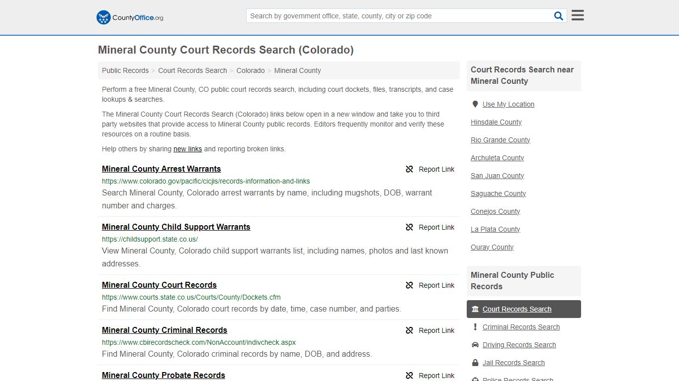Mineral County Court Records Search (Colorado) - County Office