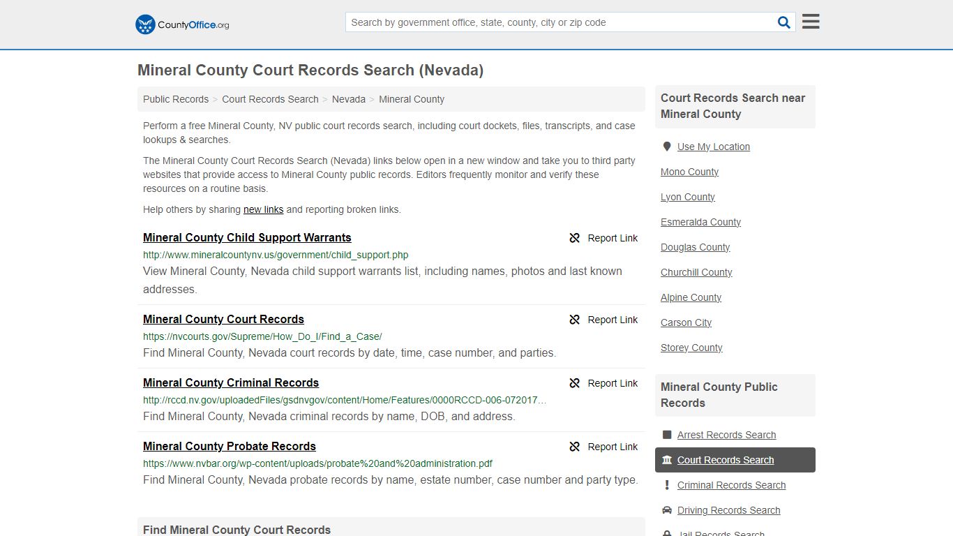 Mineral County Court Records Search (Nevada) - County Office